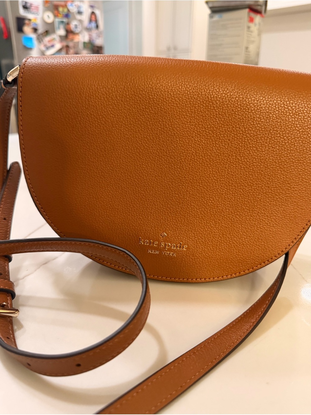 NWOT kate spade Caramel Tan Pebbled Leather Crossbody Bag